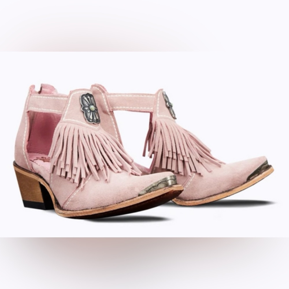 Junk Gypsy Pink Fringe Ankle Boots - Picture 10 of 10